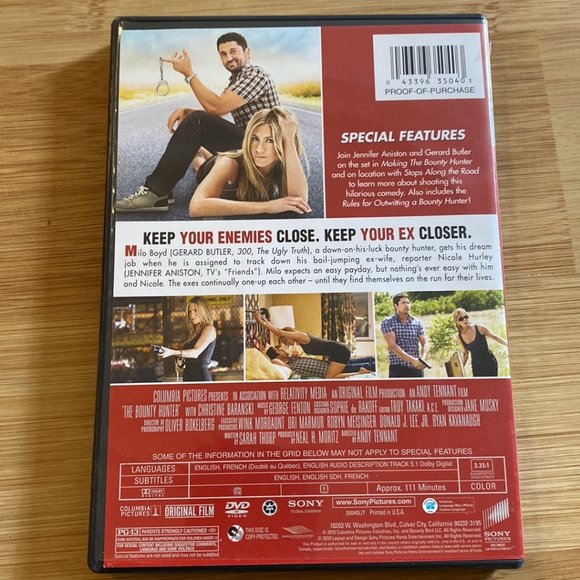 Bounty Hunter w/Jennifer Aniston & Gerard Butler DVD - Picture 2 of 5